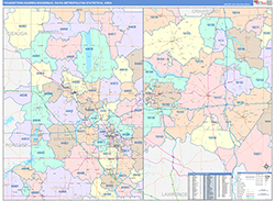 Youngstown-Warren-Boardman Metro Area Wall Map Color Cast Style 2026